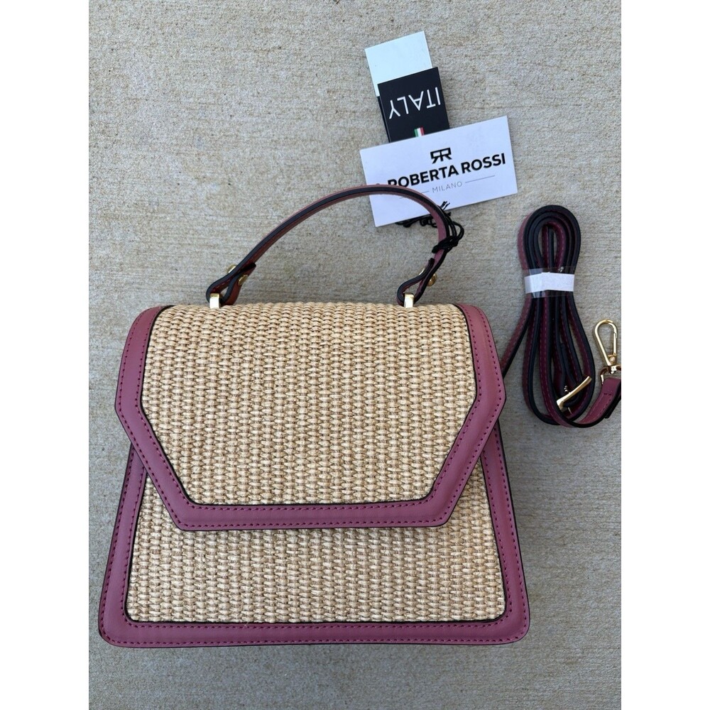 Roberta Rossi Malva Leather Flap Crossbody Satchel Purse Handbag 9"W x 8"H Italy - Picture 3 of 7